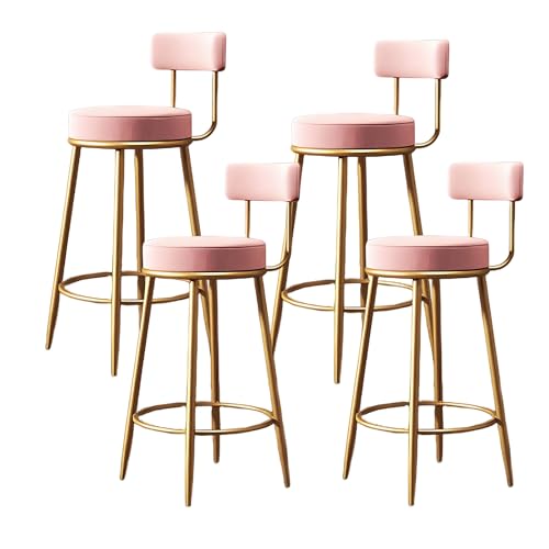 MUOLVSQ Barhocker - Barhocker-Set mit 2/3/4 modernen Barhockern aus Samt - Mehrere Farben sind verfügbar - for Kücheninsel-Esszimmer(Pink,4PCS) von MUOLVSQ