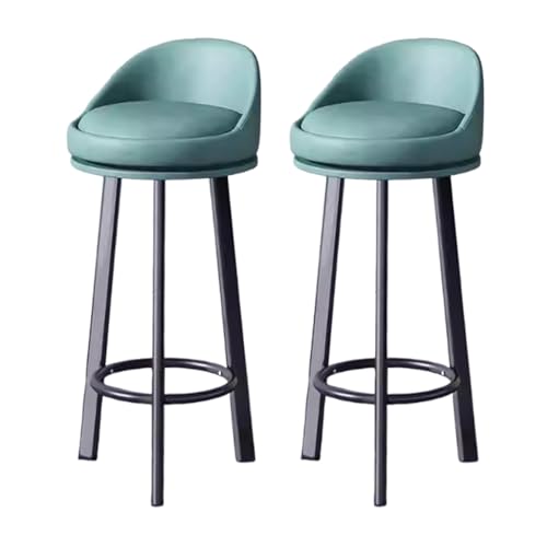 MUOLVSQ Drehbare Barhocker - Barhocker-Set mit 2-360° drehbare it halbgebogener Rückenlehne for Kücheninsel, Café, Pub(70cm Blue-Black,2pc) von MUOLVSQ