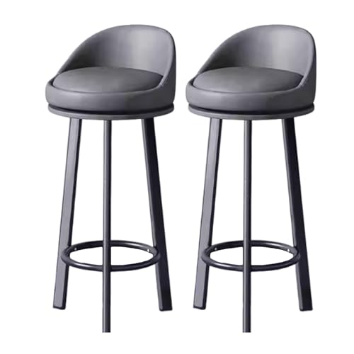 MUOLVSQ Drehbare Barhocker - Barhocker-Set mit 2-360° drehbare it halbgebogener Rückenlehne for Kücheninsel, Café, Pub(70cm Gray-Black,2pc) von MUOLVSQ