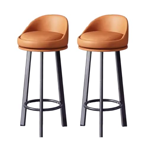 MUOLVSQ Drehbare Barhocker - Barhocker-Set mit 2-360° drehbare it halbgebogener Rückenlehne for Kücheninsel, Café, Pub(70cm Orange-Black,2pc) von MUOLVSQ
