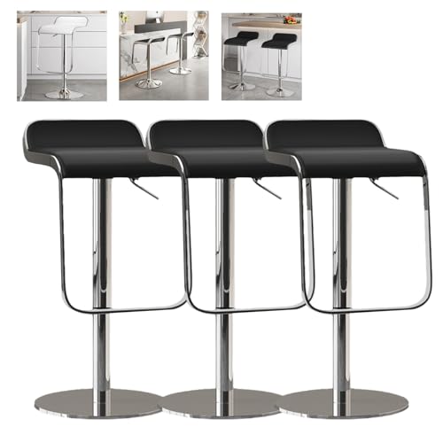 MUOLVSQ Drehbare Barhocker mit Fußstütze und ohne Rückenlehne - Barhocker-Set mit 1/2/3/4 Theken, höhenverstellbar - for Verschiedene Szenarien geeignet(A-Black,3pc) von MUOLVSQ