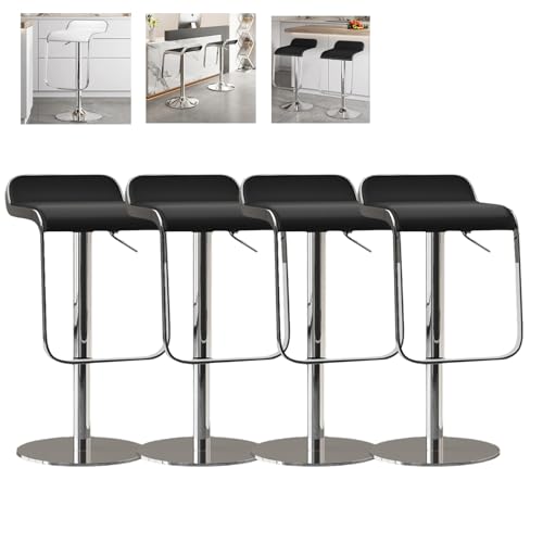 MUOLVSQ Drehbare Barhocker mit Fußstütze und ohne Rückenlehne - Barhocker-Set mit 1/2/3/4 Theken, höhenverstellbar - for Verschiedene Szenarien geeignet(A-Black,4pc) von MUOLVSQ