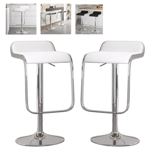 MUOLVSQ Drehbare Barhocker mit Fußstütze und ohne Rückenlehne - Barhocker-Set mit 1/2/3/4 Theken, höhenverstellbar - for Verschiedene Szenarien geeignet(A-White,2pc) von MUOLVSQ