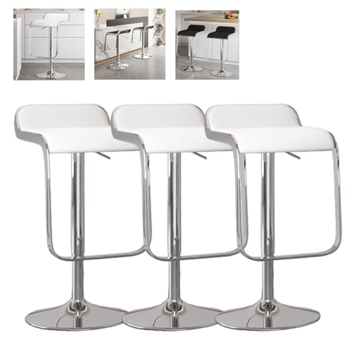 MUOLVSQ Drehbare Barhocker mit Fußstütze und ohne Rückenlehne - Barhocker-Set mit 1/2/3/4 Theken, höhenverstellbar - for Verschiedene Szenarien geeignet(A-White,3pc) von MUOLVSQ