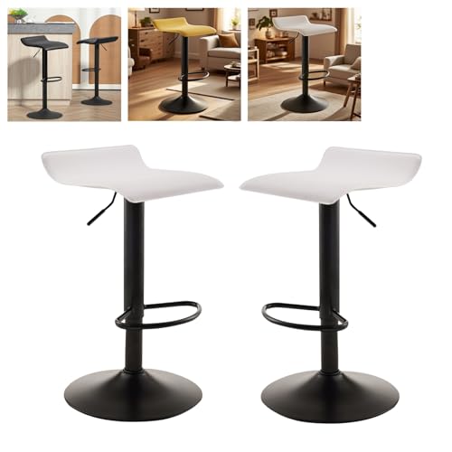 MUOLVSQ Drehbare Barhocker mit Fußstütze und ohne Rückenlehne - Barhocker-Set mit 1/2/3/4 Theken, höhenverstellbar - for Verschiedene Szenarien geeignet(B-Black-White,2pc) von MUOLVSQ