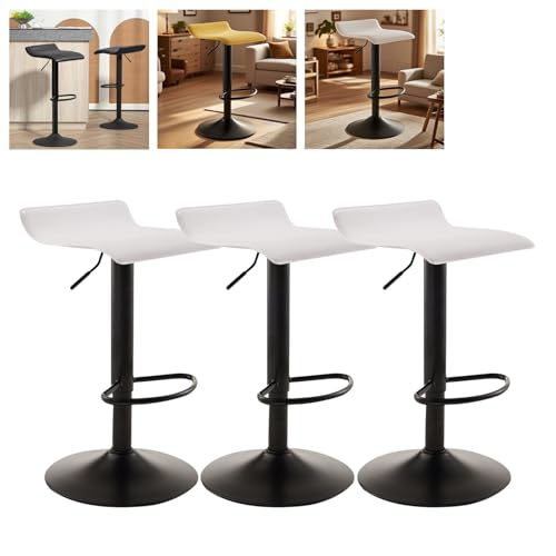 MUOLVSQ Drehbare Barhocker mit Fußstütze und ohne Rückenlehne - Barhocker-Set mit 1/2/3/4 Theken, höhenverstellbar - for Verschiedene Szenarien geeignet(B-Black-White,3pc) von MUOLVSQ