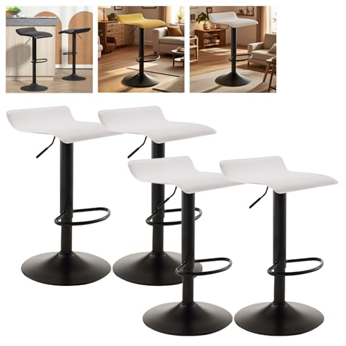 MUOLVSQ Drehbare Barhocker mit Fußstütze und ohne Rückenlehne - Barhocker-Set mit 1/2/3/4 Theken, höhenverstellbar - for Verschiedene Szenarien geeignet(B-Black-White,4pc) von MUOLVSQ