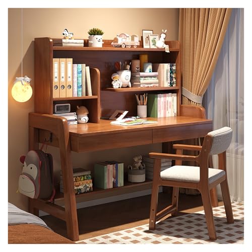 MUOLVSQ Home Office Holztisch Schreibtisch und Stuhl Set Tisch mit Schubladen Lagerung Computer Schreibtisch Studie Lesen Zeichnen Spiel Workstation(Brown,140 * 60CM_ONLY Desk) von MUOLVSQ