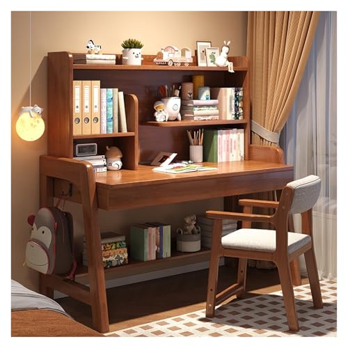 MUOLVSQ Home Office Holztisch Schreibtisch und Stuhl Set Tisch mit Schubladen Lagerung Computer Schreibtisch Studie Lesen Zeichnen Spiel Workstation(Brown,80 * 60CM_Desk+Chair B) von MUOLVSQ
