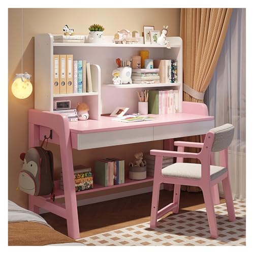 MUOLVSQ Home Office Holztisch Schreibtisch und Stuhl Set Tisch mit Schubladen Lagerung Computer Schreibtisch Studie Lesen Zeichnen Spiel Workstation(Pink,120 * 60CM_ONLY Desk) von MUOLVSQ