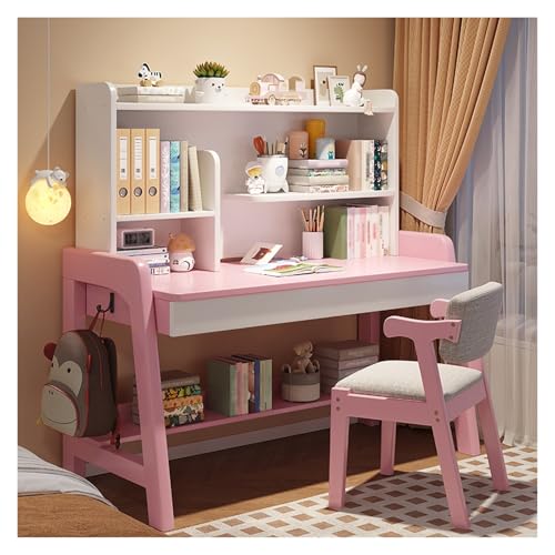 MUOLVSQ Home Office Holztisch Schreibtisch und Stuhl Set Tisch mit Schubladen Lagerung Computer Schreibtisch Studie Lesen Zeichnen Spiel Workstation(Pink,80 * 60CM_Desk+Chair A) von MUOLVSQ