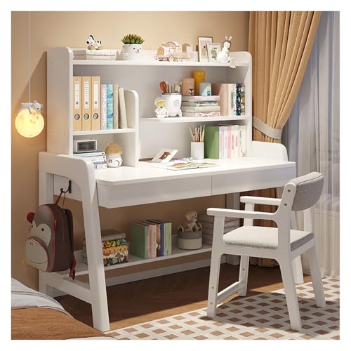 MUOLVSQ Home Office Holztisch Schreibtisch und Stuhl Set Tisch mit Schubladen Lagerung Computer Schreibtisch Studie Lesen Zeichnen Spiel Workstation(White,100 * 60CM_ONLY Desk) von MUOLVSQ
