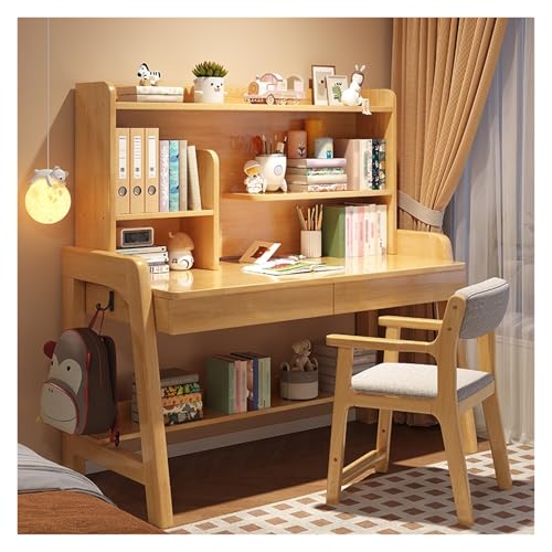 MUOLVSQ Home Office Holztisch Schreibtisch und Stuhl Set Tisch mit Schubladen Lagerung Computer Schreibtisch Studie Lesen Zeichnen Spiel Workstation(Yellow,140 * 60CM_ONLY Desk) von MUOLVSQ