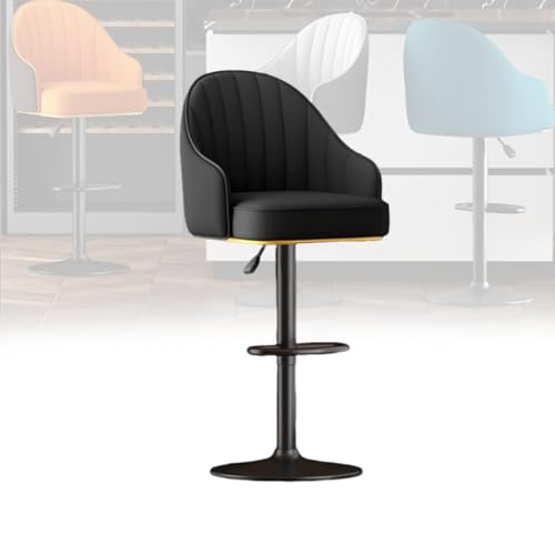 MUOLVSQ Verstellbares, drehbares Barhocker-Set – Frühstücksbar aus Leder – Moderne Schalenlehne mit Metallrahmen und Fußstütze – for Frühstücksbarstühle/Theke/Küche und Zuhause(Black,1pc) von MUOLVSQ