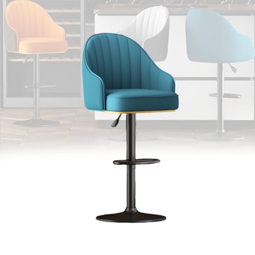 MUOLVSQ Verstellbares, drehbares Barhocker-Set – Frühstücksbar aus Leder – Moderne Schalenlehne mit Metallrahmen und Fußstütze – for Frühstücksbarstühle/Theke/Küche und Zuhause(Blue,1pc) von MUOLVSQ