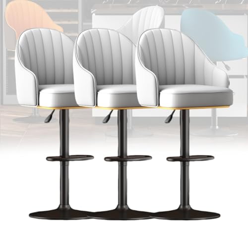 MUOLVSQ Verstellbares, drehbares Barhocker-Set – Frühstücksbar aus Leder – Moderne Schalenlehne mit Metallrahmen und Fußstütze – for Frühstücksbarstühle/Theke/Küche und Zuhause(Blue B,3pc) von MUOLVSQ