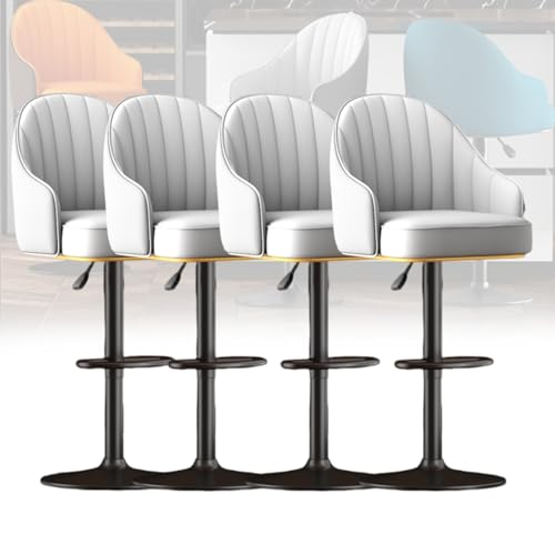 MUOLVSQ Verstellbares, drehbares Barhocker-Set – Frühstücksbar aus Leder – Moderne Schalenlehne mit Metallrahmen und Fußstütze – for Frühstücksbarstühle/Theke/Küche und Zuhause(Blue B,4pc) von MUOLVSQ