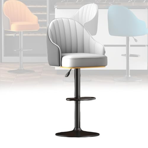 MUOLVSQ Verstellbares, drehbares Barhocker-Set – Frühstücksbar aus Leder – Moderne Schalenlehne mit Metallrahmen und Fußstütze – for Frühstücksbarstühle/Theke/Küche und Zuhause(Gray A,1pc) von MUOLVSQ