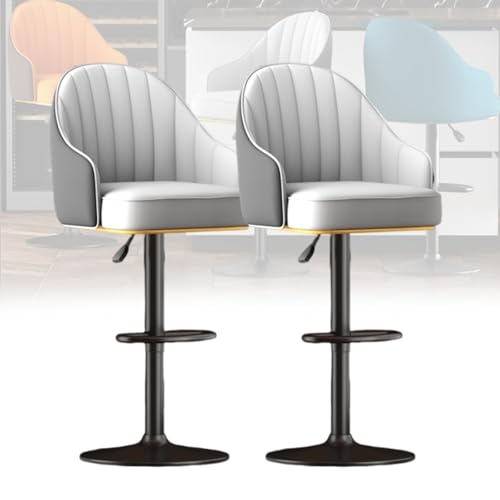 MUOLVSQ Verstellbares, drehbares Barhocker-Set – Frühstücksbar aus Leder – Moderne Schalenlehne mit Metallrahmen und Fußstütze – for Frühstücksbarstühle/Theke/Küche und Zuhause(Gray A,2pc) von MUOLVSQ