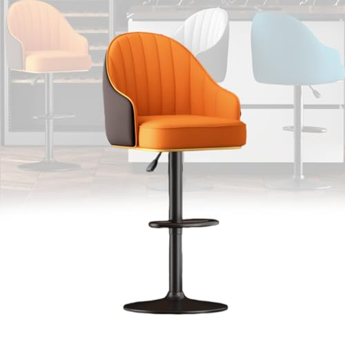 MUOLVSQ Verstellbares, drehbares Barhocker-Set – Frühstücksbar aus Leder – Moderne Schalenlehne mit Metallrahmen und Fußstütze – for Frühstücksbarstühle/Theke/Küche und Zuhause(Orange A,1pc) von MUOLVSQ