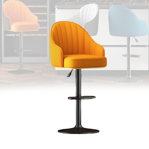 MUOLVSQ Verstellbares, drehbares Barhocker-Set – Frühstücksbar aus Leder – Moderne Schalenlehne mit Metallrahmen und Fußstütze – for Frühstücksbarstühle/Theke/Küche und Zuhause(Orange B,1pc) von MUOLVSQ