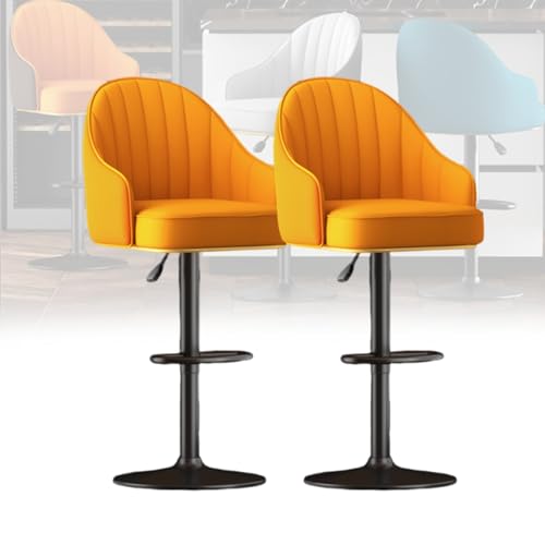 MUOLVSQ Verstellbares, drehbares Barhocker-Set – Frühstücksbar aus Leder – Moderne Schalenlehne mit Metallrahmen und Fußstütze – for Frühstücksbarstühle/Theke/Küche und Zuhause(Orange B,2pc) von MUOLVSQ