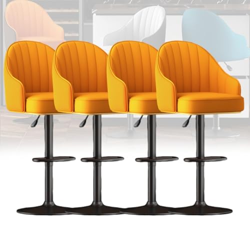 MUOLVSQ Verstellbares, drehbares Barhocker-Set – Frühstücksbar aus Leder – Moderne Schalenlehne mit Metallrahmen und Fußstütze – for Frühstücksbarstühle/Theke/Küche und Zuhause(Orange B,4pc) von MUOLVSQ