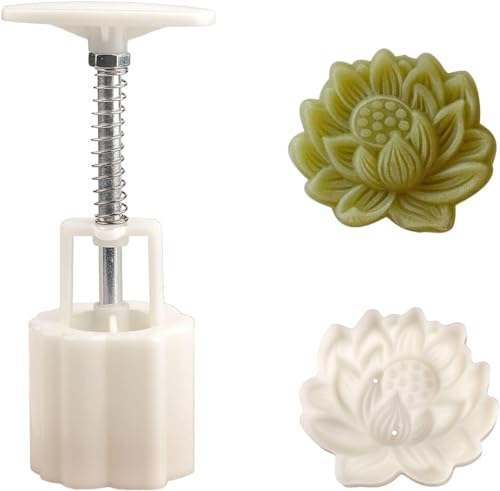 Chinesische Set aus Formen für Mondkuchen， Mondkuchenform mit 1 Ausstechformen mit einstellbarer，DIY Mond Kuchen Pressformen (F) von MUOZLOP