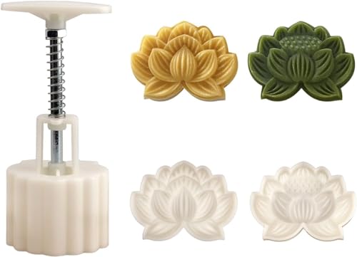 Chinesische Set aus Formen für Mondkuchen， Mondkuchenform mit 2 Ausstechformen mit einstellbarer，DIY Mond Kuchen Pressformen (E) von MUOZLOP