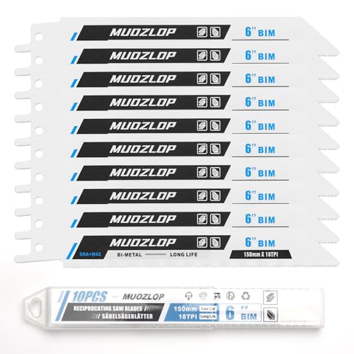 MUOZLOP 10 Pack 150mm Säbelsägeblätter Set，18 TPI Sägeblätter für Säbelsäge，für Metall Säbelsägeblätter (10, 18TPI 150mm) von MUOZLOP