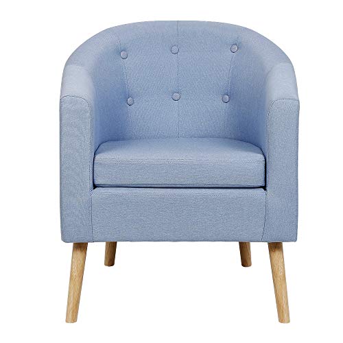 MUPAI Skandinavische Sessel für Esszimmer/Wohnzimmer/Büro/Empfang/Café, Leinensofa 79x64x50cm (Blau, 79x64x50cm) von MUPAI