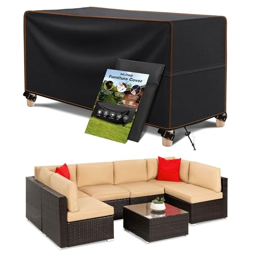 MUPAS Abdeckung Gartenmöbel Wasserdicht Winddicht Schwerlast 420D Oxford Gewebe Verbessertes UV-Beständiges Abdeckplane Gartenmöbel für Outdoor-Sofa Gartentische, Stühle und Möbelsets 125 x63 x74cm von MUPAS