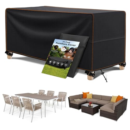 MUPAS Abdeckung Gartenmöbel Wasserdicht Winddicht Schwerlast 420D Oxford Gewebe Verbessertes Abdeckplane Gartenmöbel für Outdoor-Sofa Gartentische, Stühle und Möbelsets 245x145 x71cm von MUPAS