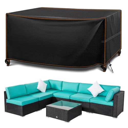 MUPAS Abdeckung Gartenmöbel Winddicht Wasserdicht 420D Oxford Gewebe Schutzhülle Gartenmöbel für Gartentische Terrassenmöbel Rechteckig Kommt mit Aufbewahrungstasche 200 x200 x90cm von MUPAS