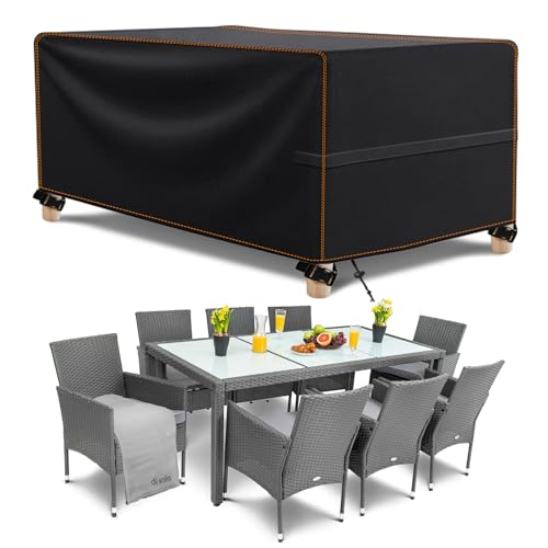 MUPAS Abdeckung Gartenmöbel Winterfest Wasserdicht 420D Oxford Gewebe Schutzhülle Gartenmöbel für Gartentische Terrassenmöbel Rechteckig Kommt mit Aufbewahrungstasche 280 x204 x106cm von MUPAS