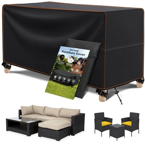 MUPAS Abdeckung für Gartenmöbel Winterfest Wasserdicht 420D Oxford Gewebe Eingebauter Wasserdichter Streifen Abdeckplane Gartenmöbel für Rattan Gartenmöbel Set, Stühle und Möbelsets 200 x160 x70cm von MUPAS