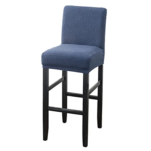 MUPOO Bar Stuhlhussen,1 Stück Stretch Jacquard Abnehmbarer Waschbarer Stuhl Schonbezug,Dining Chair Barhocker Zähler Schonbezüge Esszimmer Stuhl Schonbezug(1 Stück Navy blau) von MUPOO