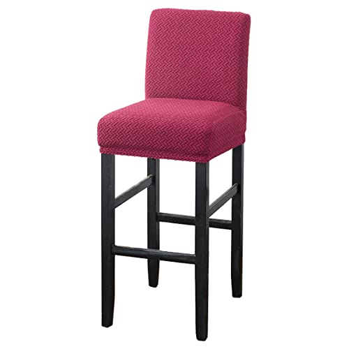 MUPOO Bar Stuhlhussen,1 Stück Stretch Jacquard Abnehmbarer Waschbarer Stuhl Schonbezug,Dining Chair Barhocker Zähler Schonbezüge Esszimmer Stuhl Schonbezug(1 Stück Weinrot) von MUPOO