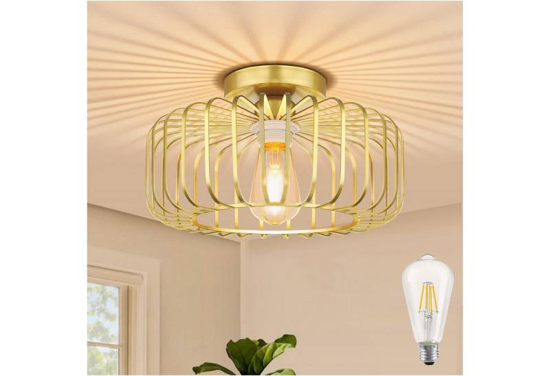 MUPOO Deckenleuchte Deckenleuchte,Moderne Deckenleuchten E27 Runde Deckenlampe, LED fest integriert, aus Metall in Gold von MUPOO