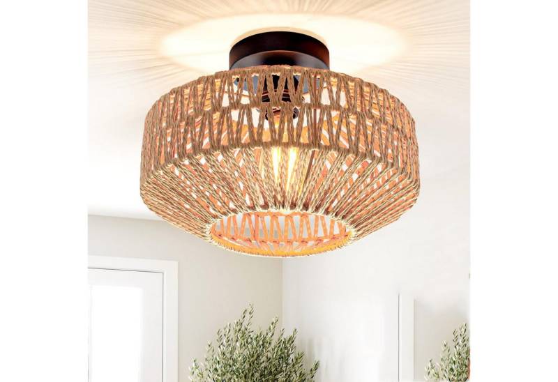 MUPOO Deckenleuchte Deckenleuchte Rattan Hängeleuchte,Pendelleuchte,Boho Deckenlampe, LED fest integriert, für Schlafzimmer Flur Korridor von MUPOO