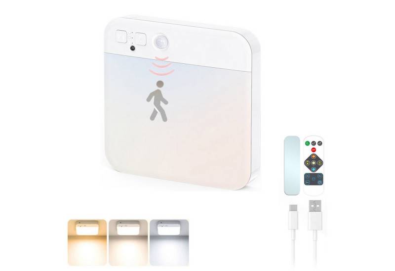 MUPOO Deckenleuchte LED Deckenlampe mit Bewegungssensor USB-Aufladung Fernbedienung, LED Unterbauleuchte, Sensor-Schrankleuchte mit 3 Farben,Timer für Speisekammer,Treppe,Flur von MUPOO