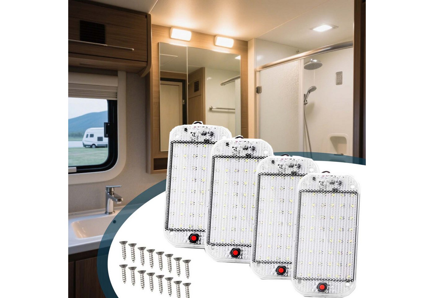 MUPOO Deckenleuchten Wohnmobil Innenbeleuchtung 48 LEDs Dimmbar mit Ein/Aus Schalter, Weiß, LED fest integriert, Wohnmobil Boot Deckenleuchte Panel Lampe MUPOO Deckenleuchten Wohnmobil Innenbeleuchtung 48 LEDs Dimmbar mit Ein/Aus Schalter, Weiß, LED fest integriert, Wohnmobil Boot Deckenleuchte Panel Lampe von MUPOO