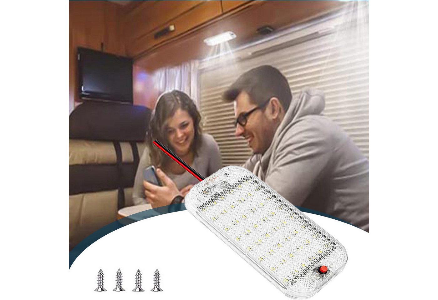 MUPOO Deckenleuchten Wohnmobil Innenbeleuchtung 48 LEDs Dimmbar mit Ein/Aus Schalter, Weiß, LED fest integriert, Wohnmobil Boot Deckenleuchte Panel Lampe MUPOO Deckenleuchten Wohnmobil Innenbeleuchtung 48 LEDs Dimmbar mit Ein/Aus Schalter, Weiß, LED fest integriert, Wohnmobil Boot Deckenleuchte Panel Lampe von MUPOO