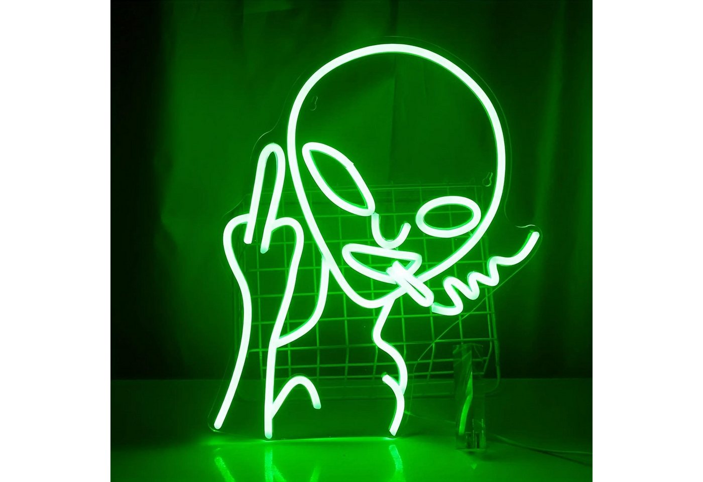 MUPOO Dekolicht Grünes Alien LED-Neonschild,LED Leuchtschilder, 40 x 30 cm/15.75 x 11.8 in, für Spielzimmer Schlafzimmer Home Party Dekorationen von MUPOO