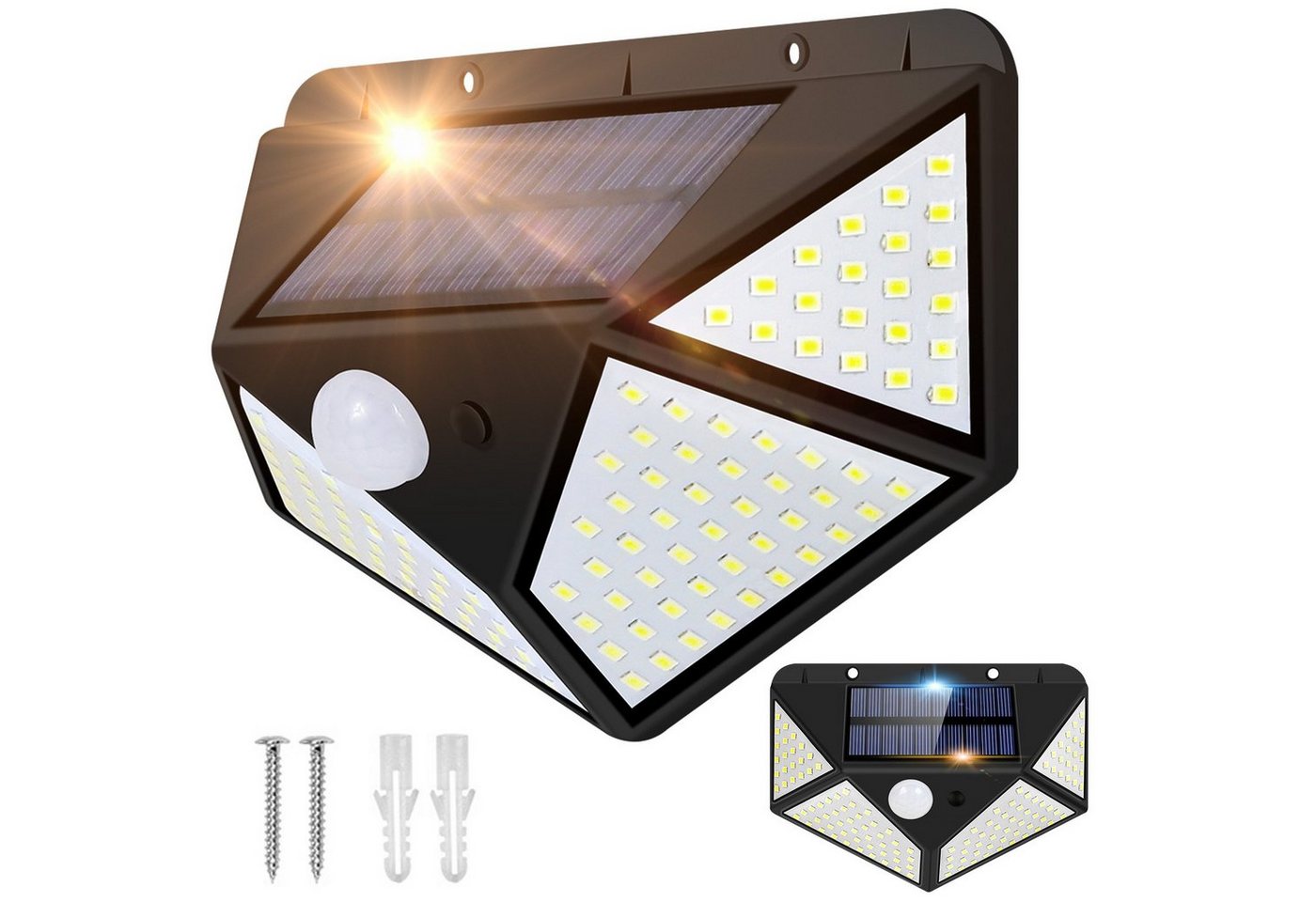 MUPOO LED Außen-Wandleuchte 128/170LED Solarleuchte 300°Weitwinkel Solar Wandleuchte Gartenleuchte, 4-seitiger Weitwinkel 128LEDs, Drahtlose für Außen Veranda Garten Haustür Hof MUPOO LED Außen-Wandleuchte 128/170LED Solarleuchte 300°Weitwinkel Solar Wandleuchte Gartenleuchte, 4-seitiger Weitwinkel 128LEDs, Drahtlose für Außen Veranda Garten Haustür Hof von MUPOO