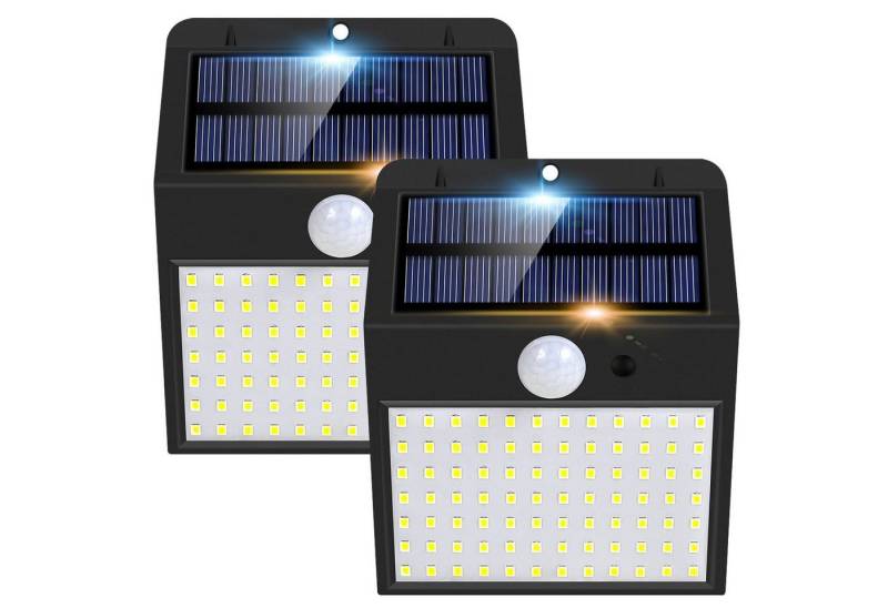 MUPOO LED Außen-Wandleuchte 128/170LED Solarleuchte 300°Weitwinkel Solar Wandleuchte Gartenleuchte, wasserdicht 3-seitig weitwinklig 170LEDs, Drahtlose IP65 Wasserdicht für Außen Veranda Garten Haustür Hof von MUPOO