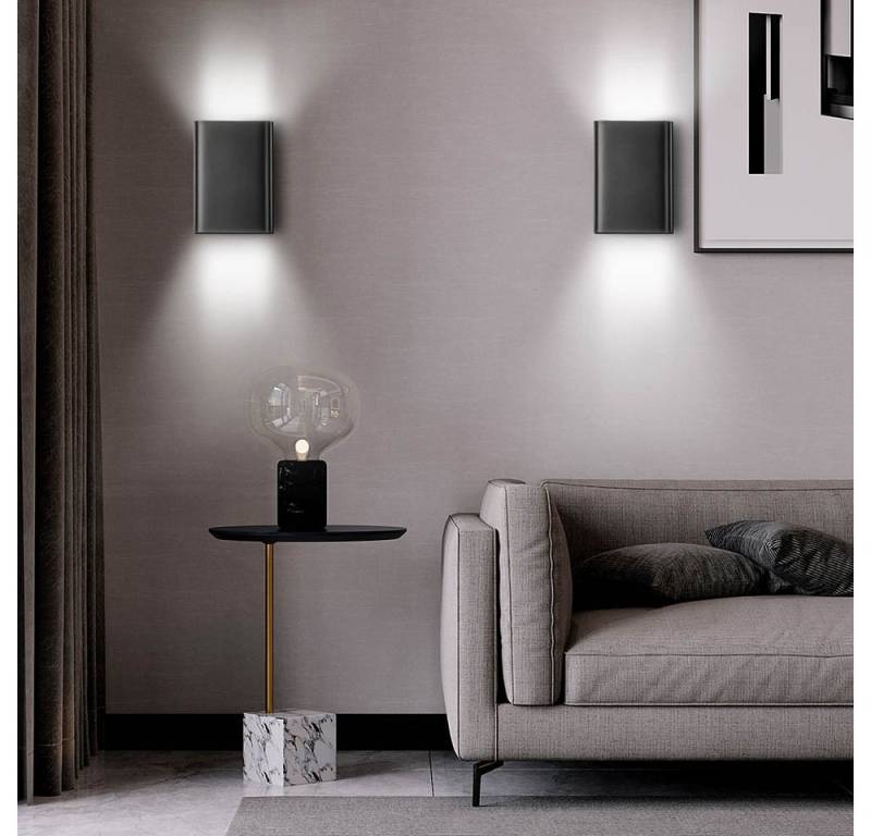 MUPOO LED Außen-Wandleuchte LED-Wandleuchte 2 Stück Auf & ab Wand Strahler Licht 5W, Kaltweiß-ohne Fernbedienung, LED fest integriert von MUPOO