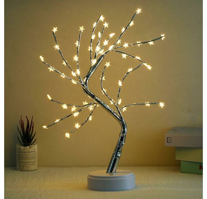 MUPOO LED Baum Künstlicher LED Bonsai Tischleuchte Dekolicht, USB-/Batterie-betrieben, 60 LEDs Sternbaum, LED fest integriert, mit Touch-Schalter von MUPOO
