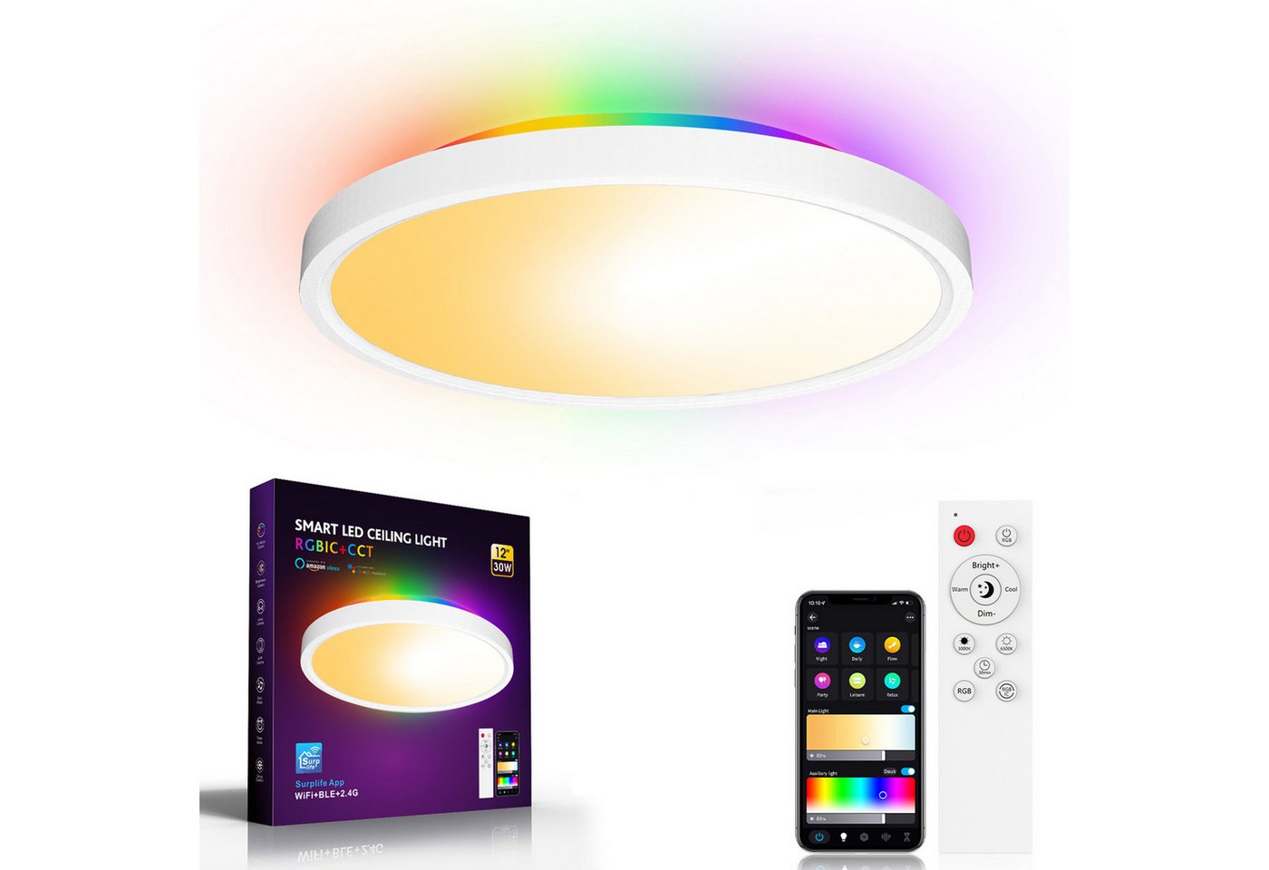 MUPOO LED Deckenleuchte LED Deckenleuchte 30W Smart LED Deckenlampe,Pendelleuchte, Dimmbare Low Profile Leuchten kompatibel mit Alexa Google Home MUPOO LED Deckenleuchte LED Deckenleuchte 30W Smart LED Deckenlampe,Pendelleuchte, Dimmbare Low Profile Leuchten kompatibel mit Alexa Google Home von MUPOO
