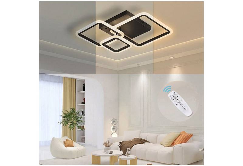 MUPOO LED Deckenleuchte LED Panel 3 Geometrische Form Modern, Dimmbar Deckenlampe,48W, Schwarz, Fernbedienung, LED fest integriert, LED Pendelleuchte,für Schlafzimmer,Wohnzimmer,Esszimmer von MUPOO